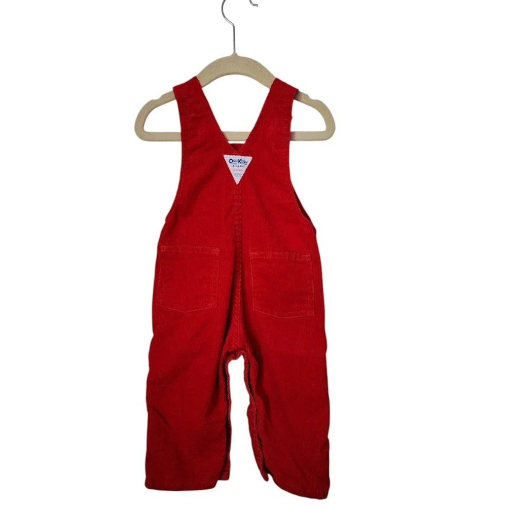 VTG OSHKOSH B'GOSH Made in USA Red Corduroy Overalls Baby‎ 12 Months